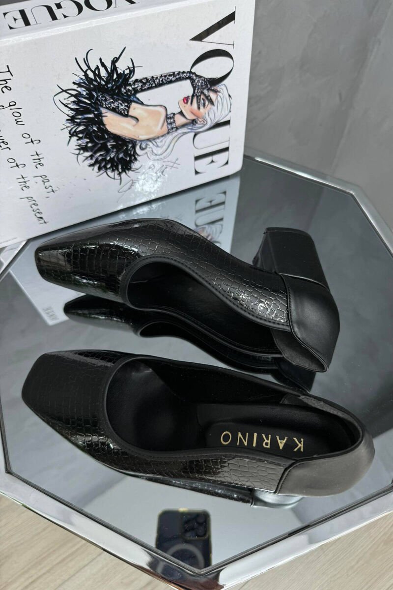 CLASSIC LEATHER WOMAN HEELS NEW GLOSSY BLACK-ZEZE SHKELQIM - 3