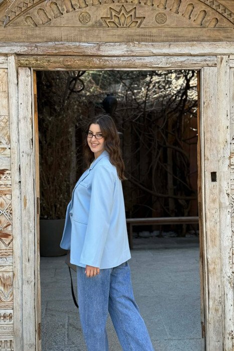 CLASSIC ONE COLOR SIMPLE WOMAN JACKET BABY BLUE/BLU BY - 5