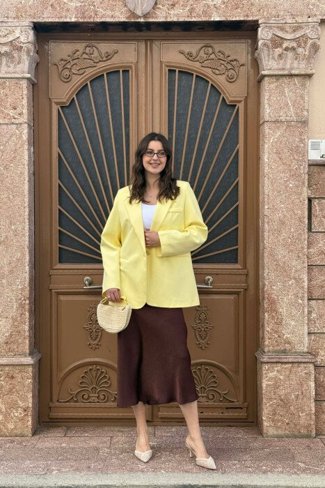 CLASSIC ONE COLOR SIMPLE WOMAN JACKET YELLOW/E VERDHE - 1