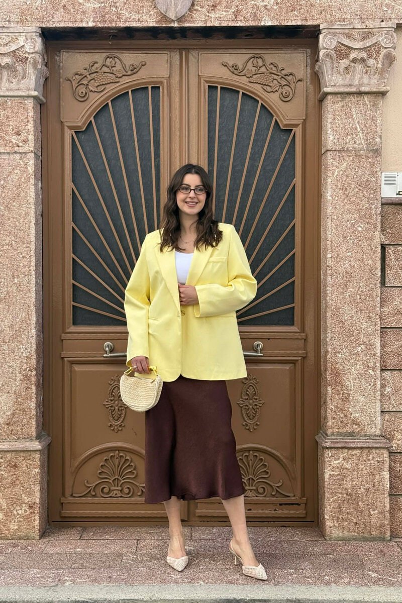 CLASSIC ONE COLOR SIMPLE WOMAN JACKET YELLOW/E VERDHE - 1