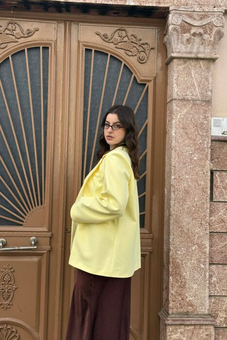 CLASSIC ONE COLOR SIMPLE WOMAN JACKET YELLOW/E VERDHE - 4