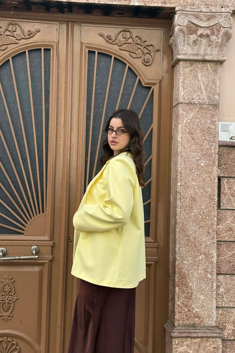 CLASSIC ONE COLOR SIMPLE WOMAN JACKET YELLOW/E VERDHE - 4