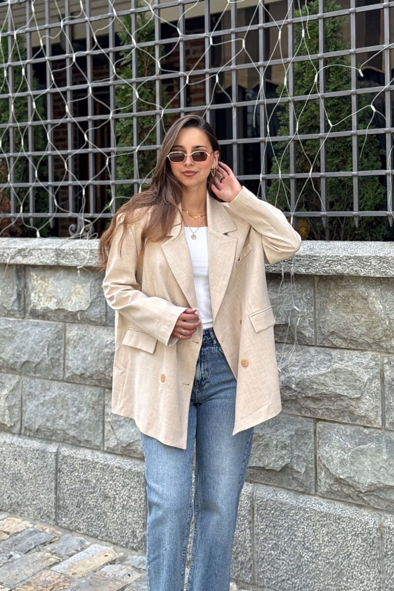 CLASSIC ONE COLOR WOMAN JACKET BEIGE/BEZHE - 1