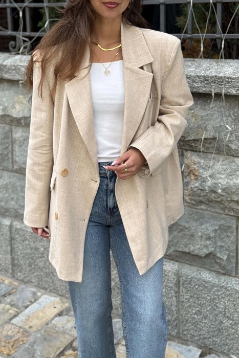CLASSIC ONE COLOR WOMAN JACKET BEIGE/BEZHE - 2