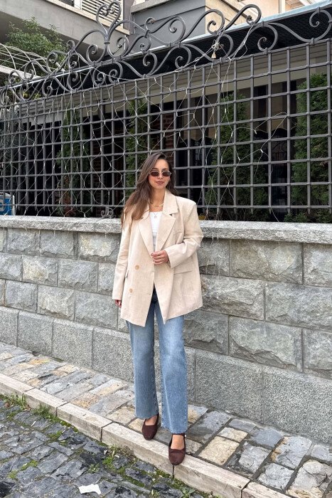 CLASSIC ONE COLOR WOMAN JACKET BEIGE/BEZHE - 4