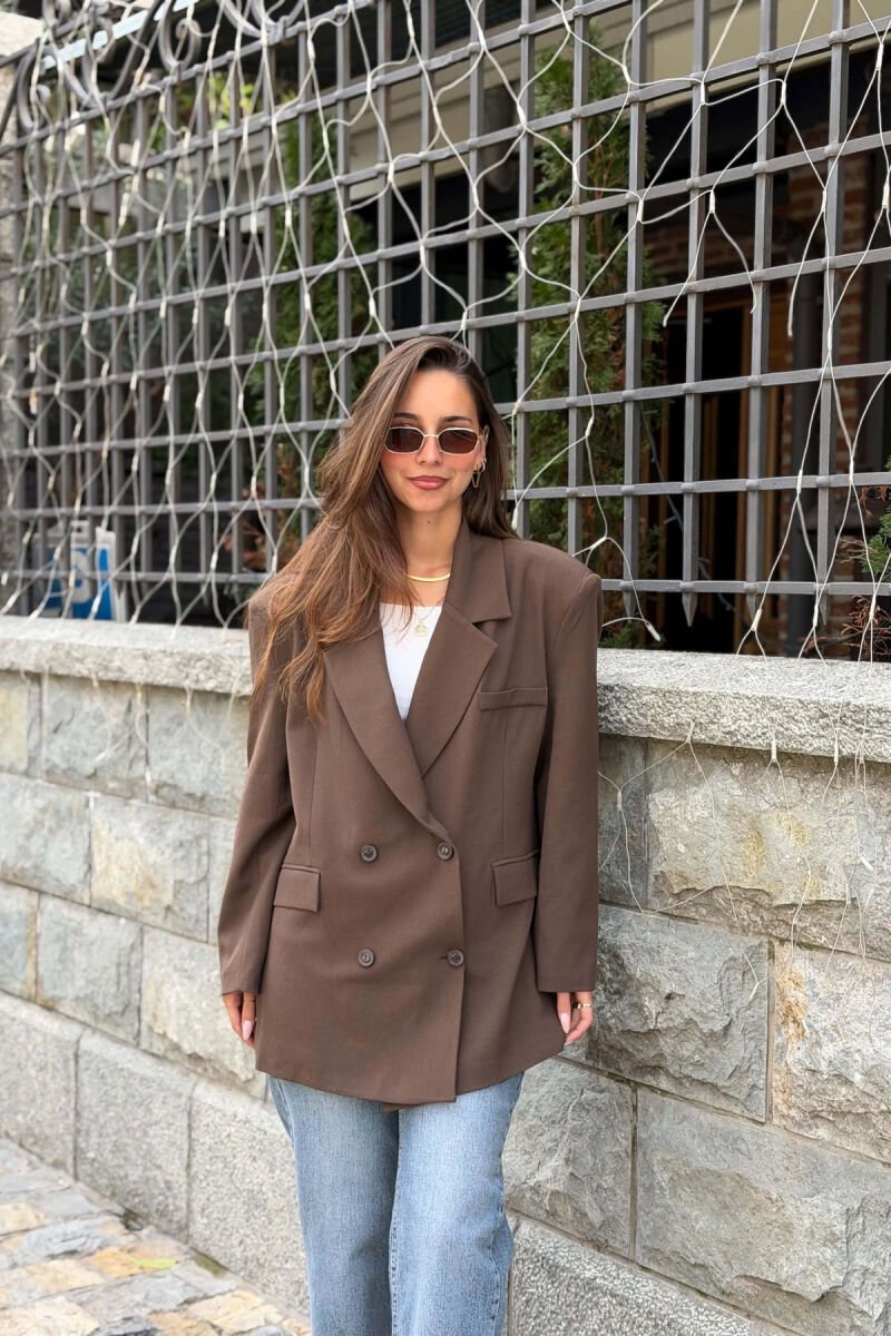 CLASSIC ONE COLOR WOMAN JACKET BROWN/KAFE - 1