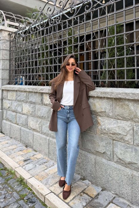 CLASSIC ONE COLOR WOMAN JACKET BROWN/KAFE - 3