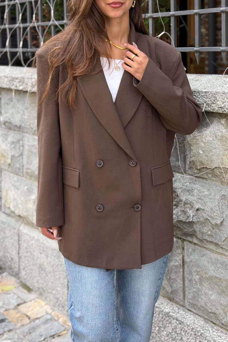 CLASSIC ONE COLOR WOMAN JACKET BROWN/KAFE - 5