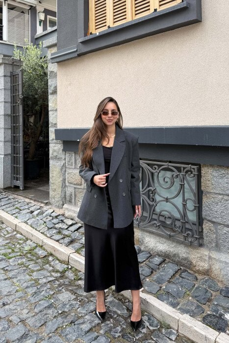 CLASSIC ONE COLOR WOMAN JACKET DARK GREY/GEE - 5