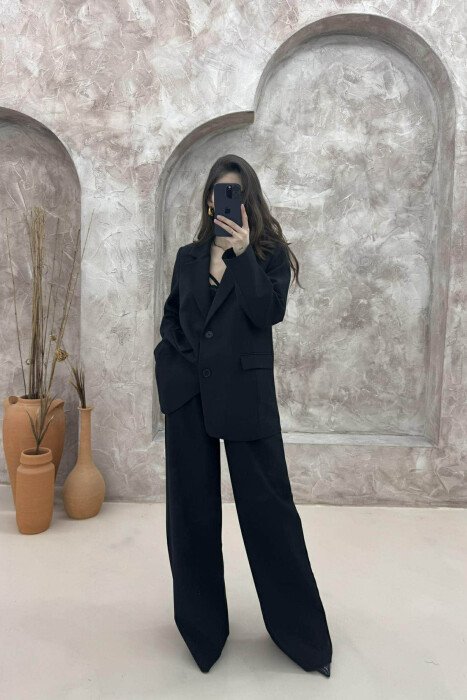 CLASSIC SIMPLE JACKET+TROUSERS WOMEN SET BLACK/ E ZEZE - 1