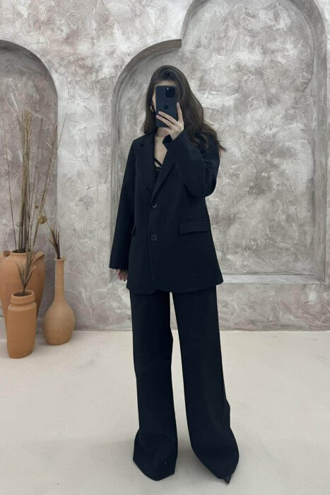 CLASSIC SIMPLE JACKET+TROUSERS WOMEN SET BLACK/ E ZEZE - 2