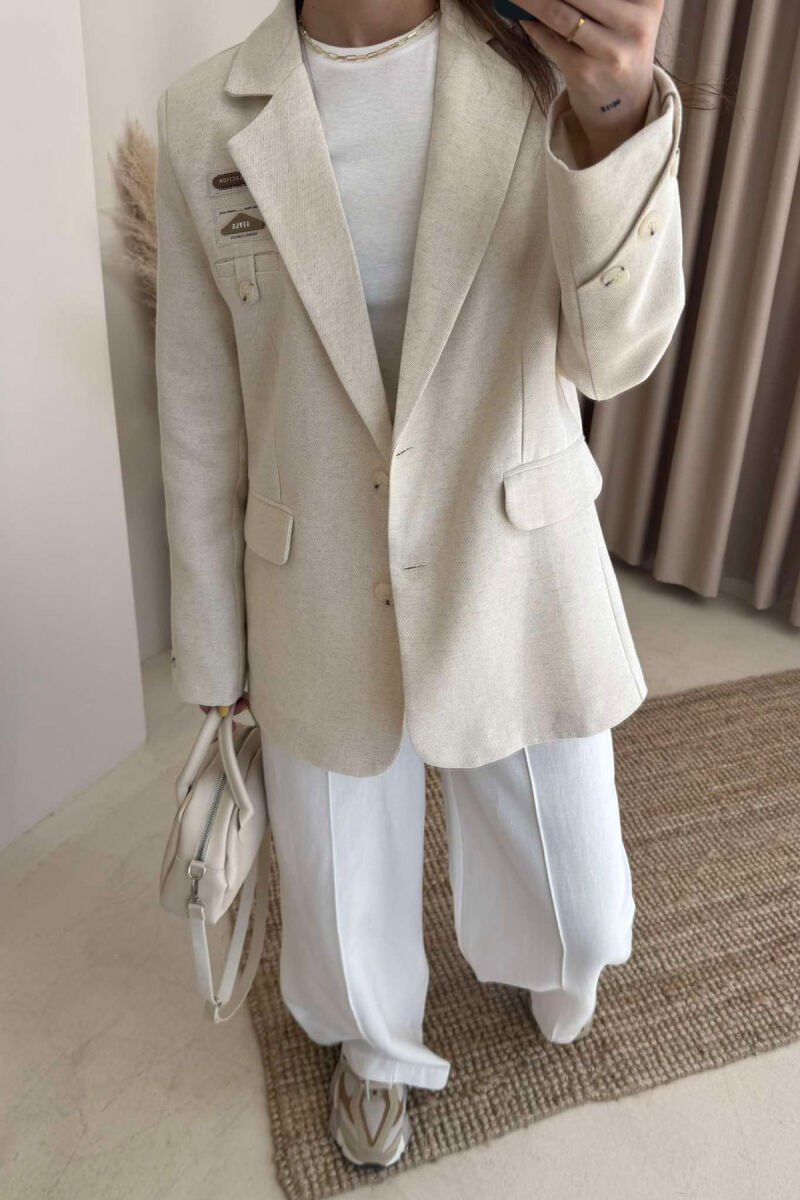 CLASSIC SIMPLE WOMEN JACKET CREAM/KREM - 3