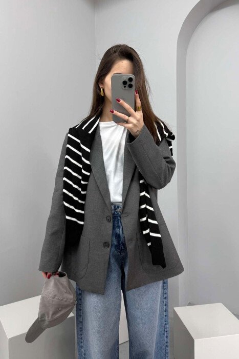 ONE COLOR CLASSIC WOMEN JACKET DARK GREY/GEE - 3