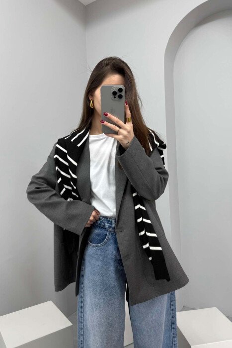 ONE COLOR CLASSIC WOMEN JACKET DARK GREY/GEE - 4