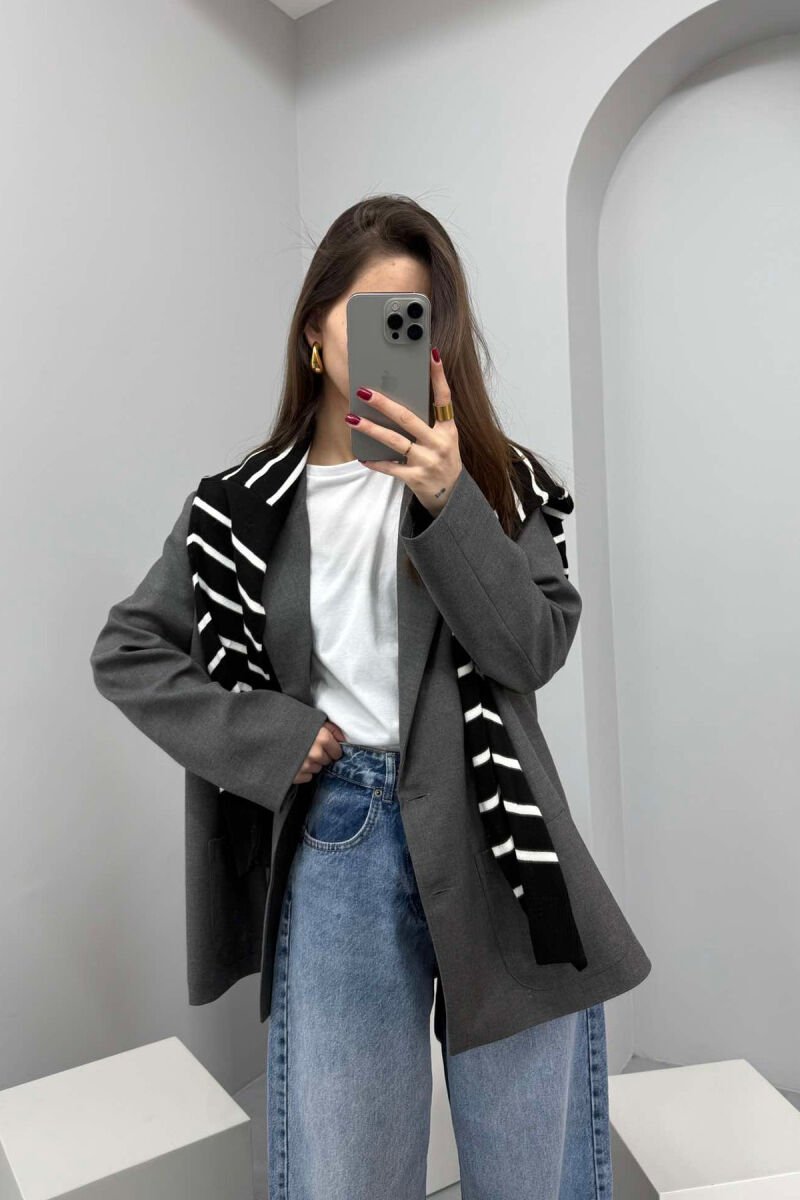 ONE COLOR CLASSIC WOMEN JACKET DARK GREY/GEE - 4