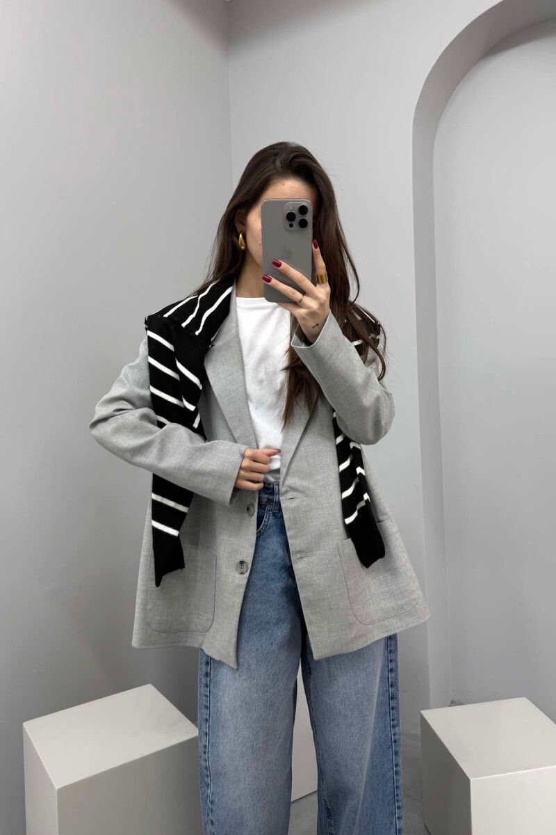 ONE COLOR CLASSIC WOMEN JACKET LIGHT GREY/GZ - 3