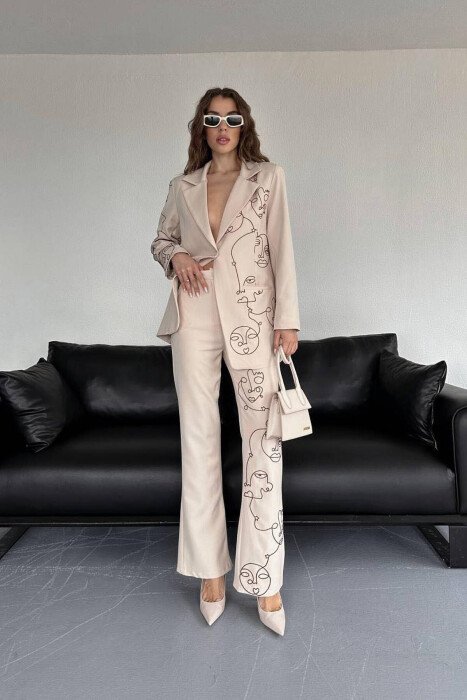CLASSY WOMAN TEO PIECES SET BEIGE/BEZHE - KLAUDIO FASHION
