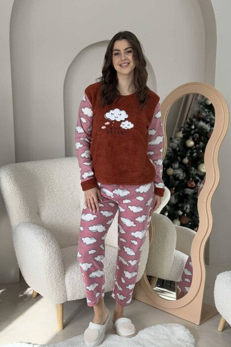 PIZHAME ME IMAZHIN E REVE PËR FEMRA NË NGJYRËN KAFE - KLAUDIO FASHION