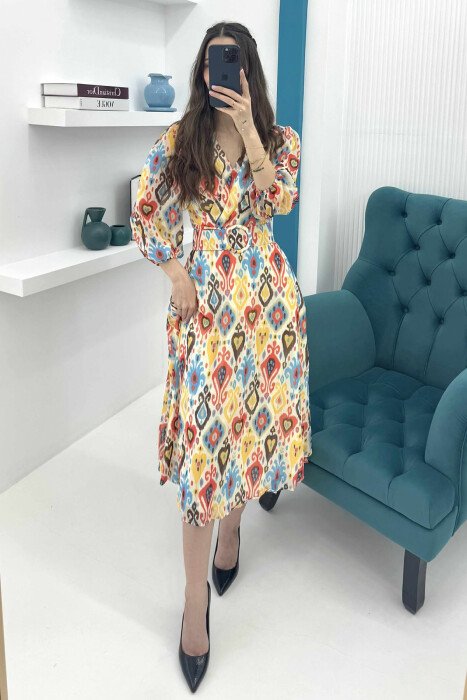COLORFUL BELT WOMAN DRESS MULTIPLE/SHNGJ - KLAUDIO FASHION