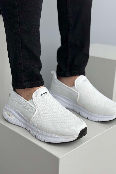 COMFORT SLIP ON SIMPLE MEN SNEAKERS WHITE-E BARDHE - KLAUDIO FASHION