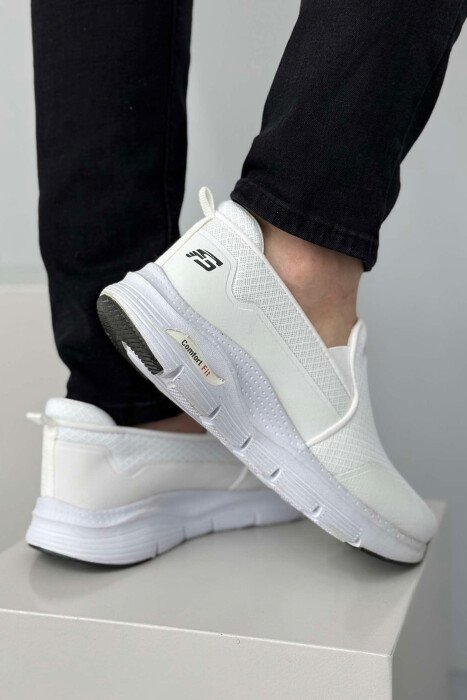 COMFORT SLIP ON SIMPLE MEN SNEAKERS WHITE-E BARDHE - 3