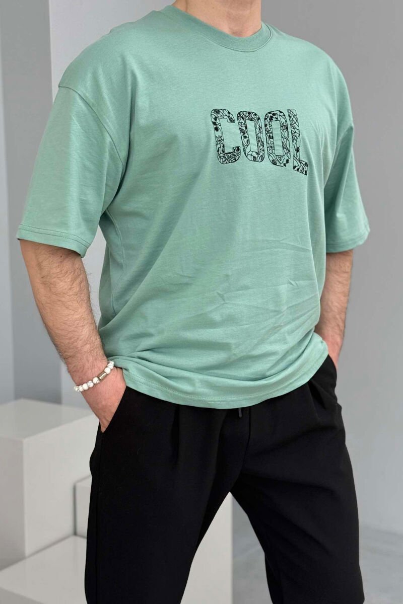 COOL WRITTING BACK DESIGN MEN T-SHIRT DARK MINT/MENTE ERRET - 1
