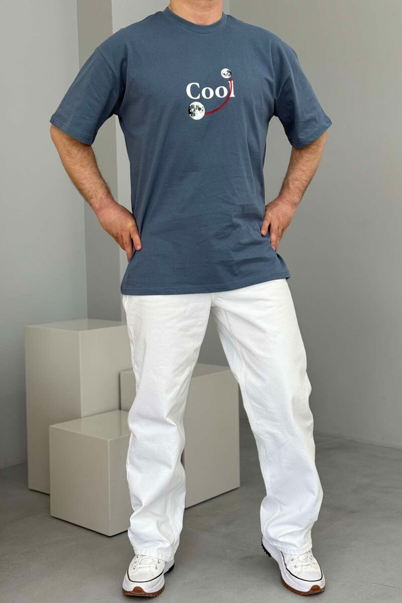 COOL WRITTING MOON FRONT & BACK DESIGN MEN T-SHIRT LIGHTBLUE/BZ - 2