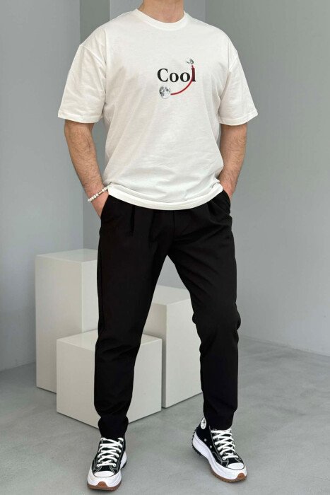 COOL WRITTING MOON FRONT & BACK DESIGN MEN T-SHIRT WHITE-E BARDHE - 2