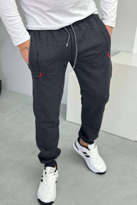 SIMPLE FLUFFY MEN JOGGERS DARK GREY/GEE - KLAUDIO FASHION
