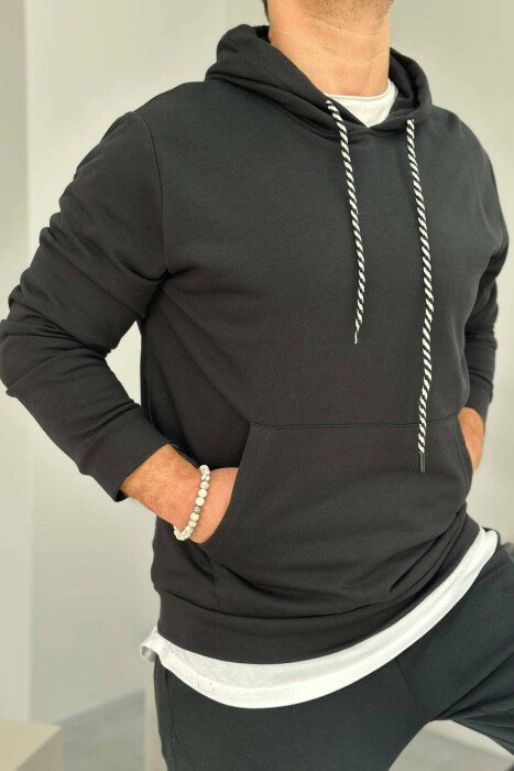 COTTON HOOD SIMPLE MEN HOODIE BLACK/ E ZEZE - KLAUDIO FASHION