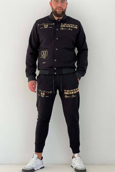 COTTON JACKET+JOGGERS MEN SET BLACK/ E ZEZE - KLAUDIO FASHION