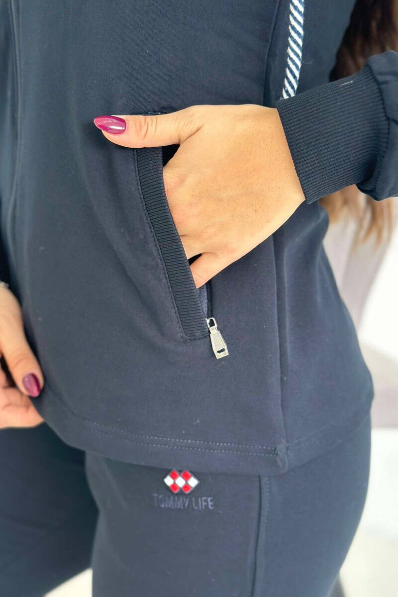 COTTON JACKET+SWEATPANTS WOMEN SET DARK BLUE/BEE - 3