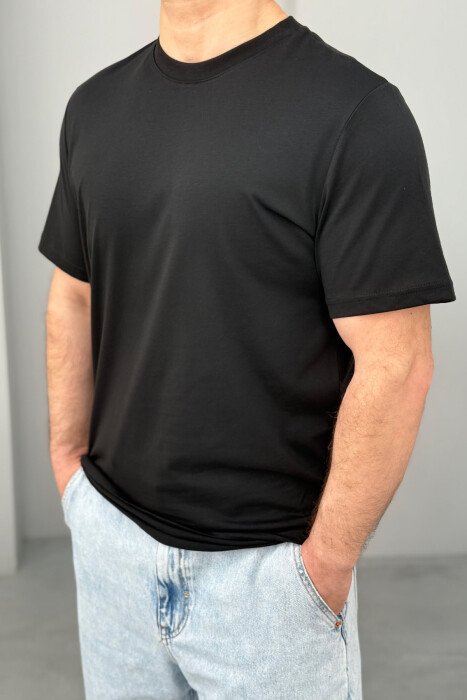 T-SHIRT PAMBUK PËR MESHKUJ NË NGJYRË TË ZEZË - KLAUDIO FASHION