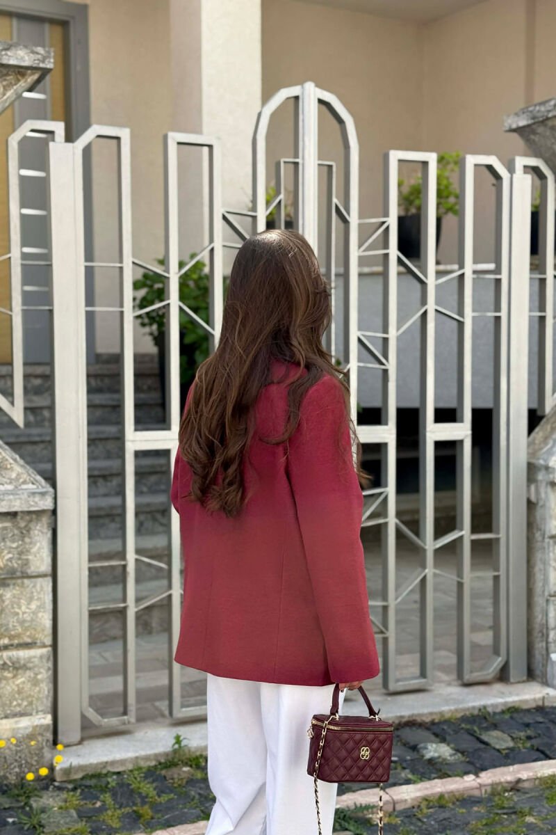 COTTON ONE COLOR SIMPLE WOMAN JACKET BURGUNDY/VISHNJE - 4