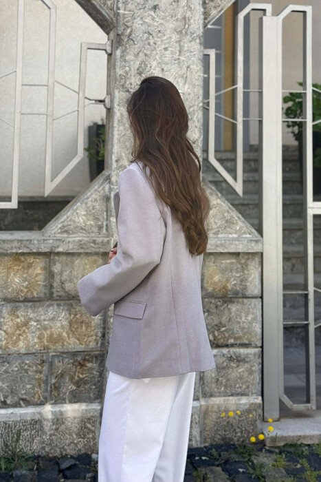 COTTON ONE COLOR SIMPLE WOMAN JACKET GREY/GRI - 5