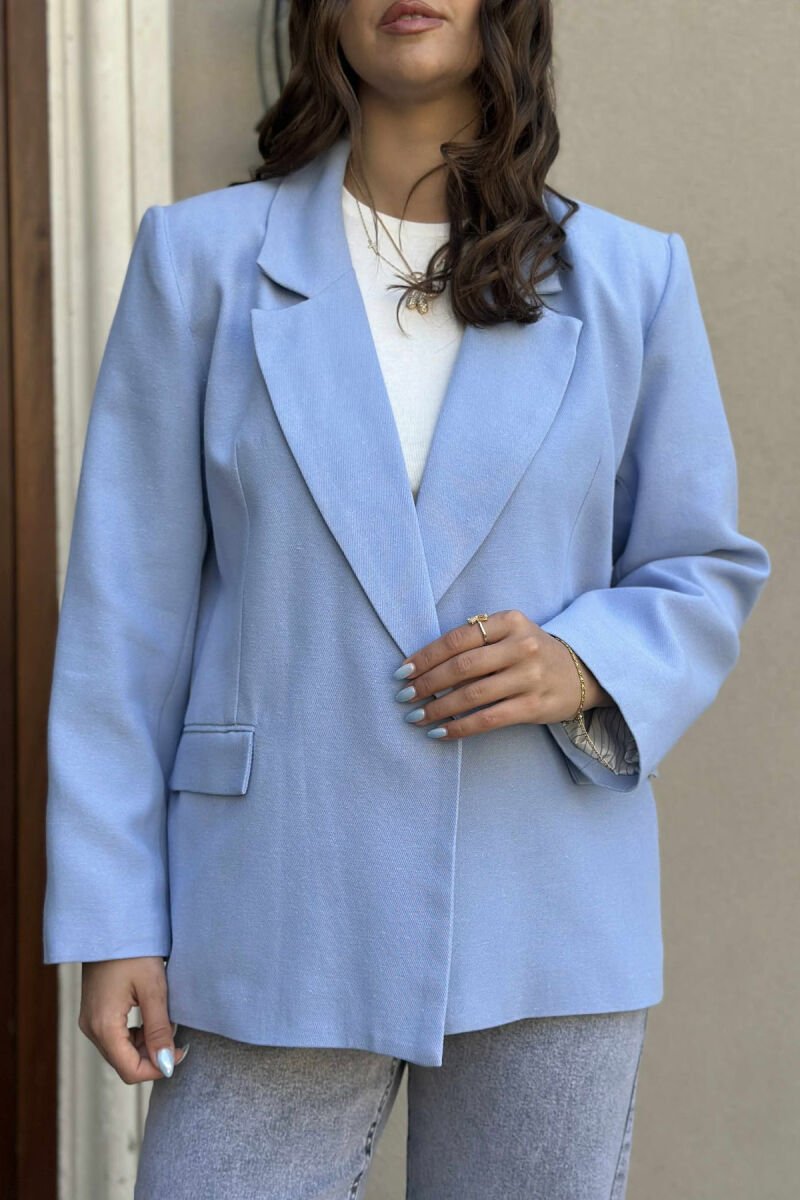 COTTON ONE COLOR SIMPLE WOMAN JACKET LIGHTBLUE/BZ - 4