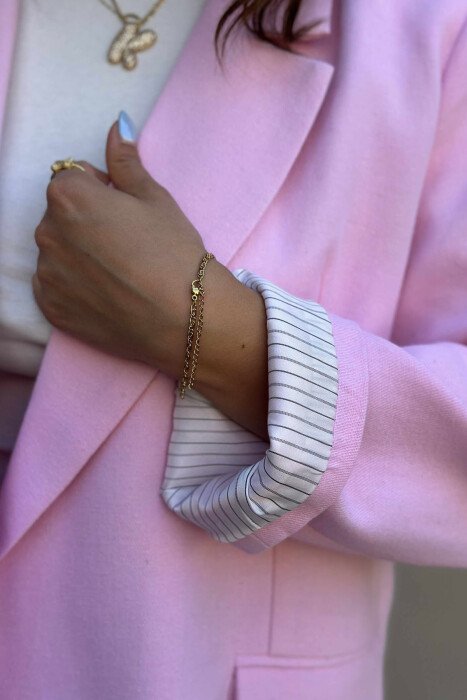 COTTON ONE COLOR SIMPLE WOMAN JACKET PINK/ROZE - 4
