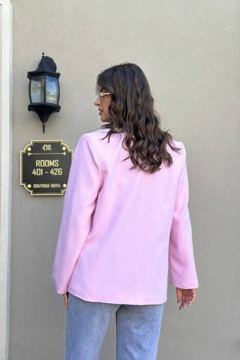 COTTON ONE COLOR SIMPLE WOMAN JACKET PINK/ROZE - 3