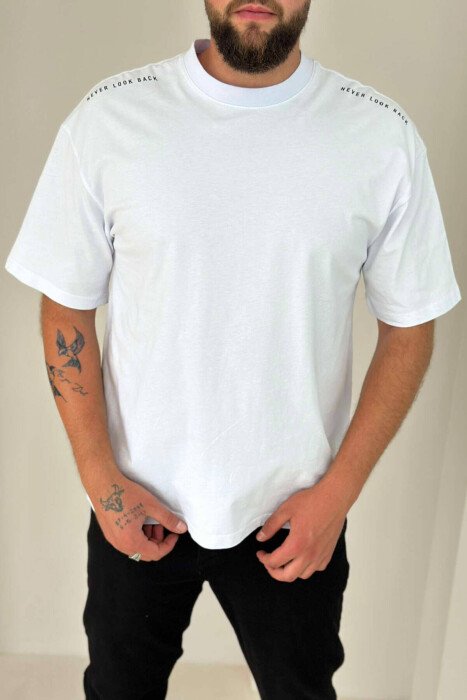 COTTON SIMPLE ONE COLOR MEN T-SHIRT WHITE-E BARDHE - KLAUDIO FASHION