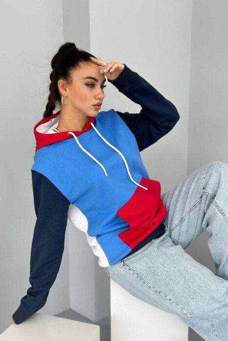 COTTON SIMPLE WOMEN HOODIE MULTIPLE/SHNGJ - KLAUDIO FASHION