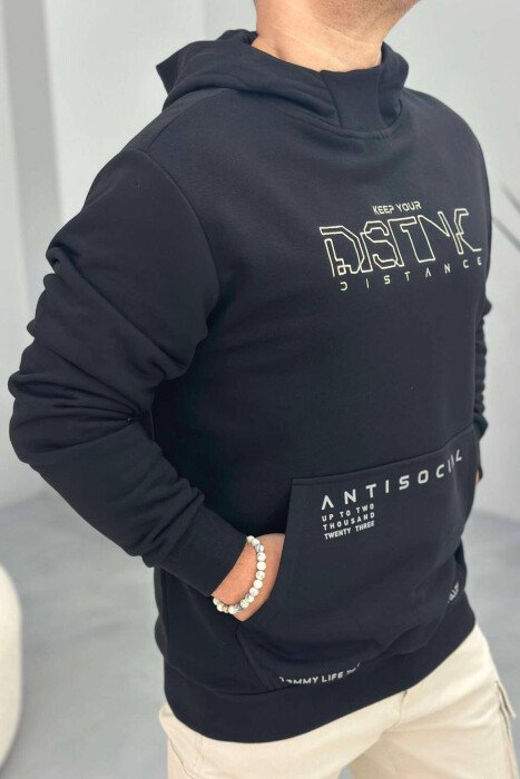 COTTON T-SHIRT MEN HOODIES BLACK/ E ZEZE - KLAUDIO FASHION