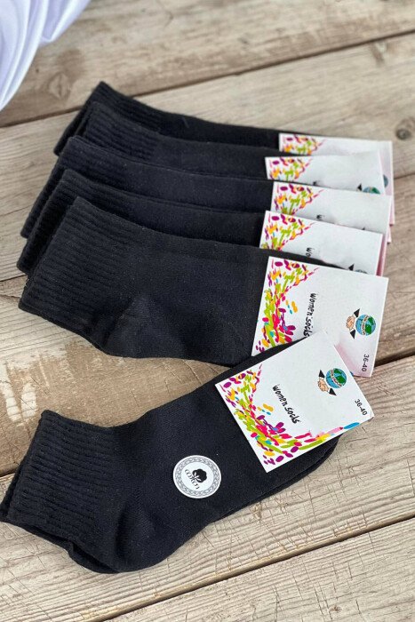 ONE COLOR COTTON WOMAN ANKLE SOCKS BLACK/ E ZEZE - KLAUDIO FASHION