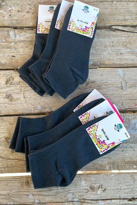 ONE COLOR COTTON WOMAN ANKLE SOCKS BLUE/BLU - KLAUDIO FASHION
