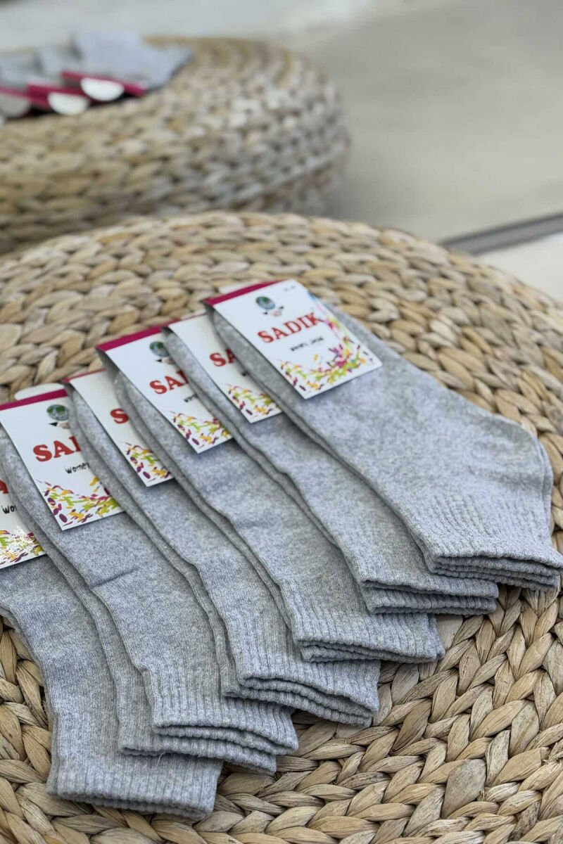 ONE COLOR COTTON WOMAN ANKLE SOCKS LIGHT GREY/GZ - 5