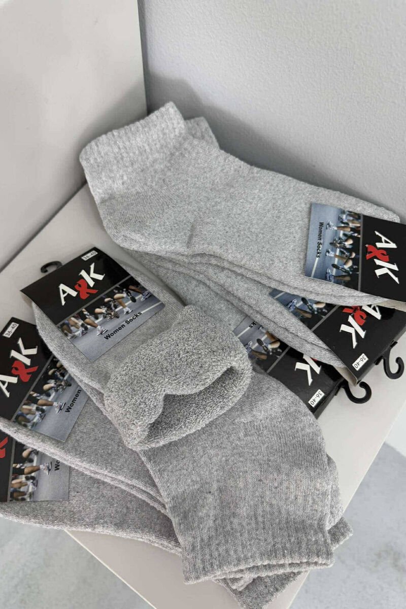 COTTON WOMEN ANKLE SOCKS LIGHT GREY/GZ - 1