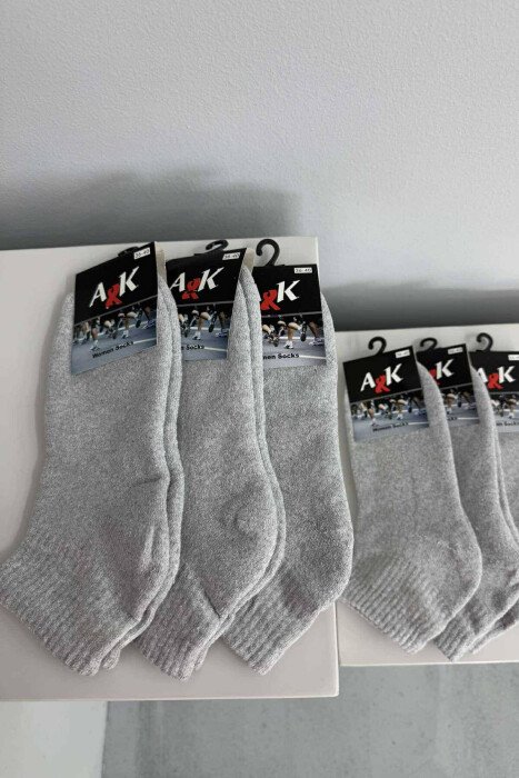COTTON WOMEN ANKLE SOCKS LIGHT GREY/GZ - 4