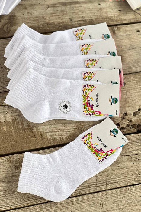ONE COLOR COTTON WOMAN ANKLE SOCKS WHITE-E BARDHE 