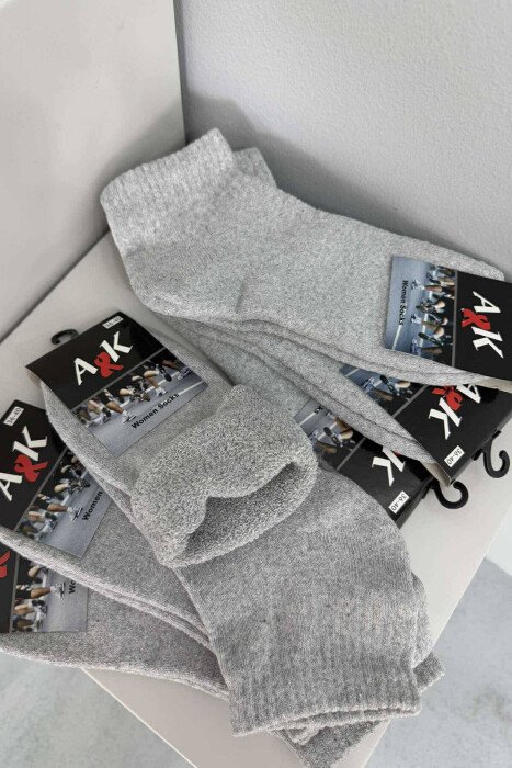 COTTON WOMEN ANKLE SOCKS LIGHT GREY/GZ - KLAUDIO FASHION