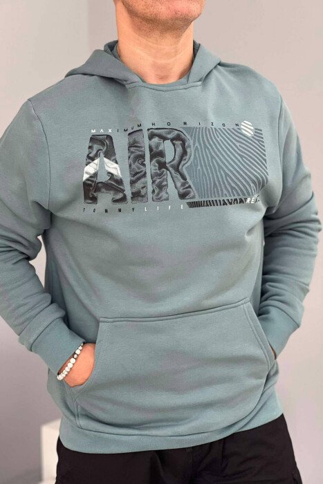 COTTON WRITINGS ONE COLOR HOODIE MINT/MENTE - 1