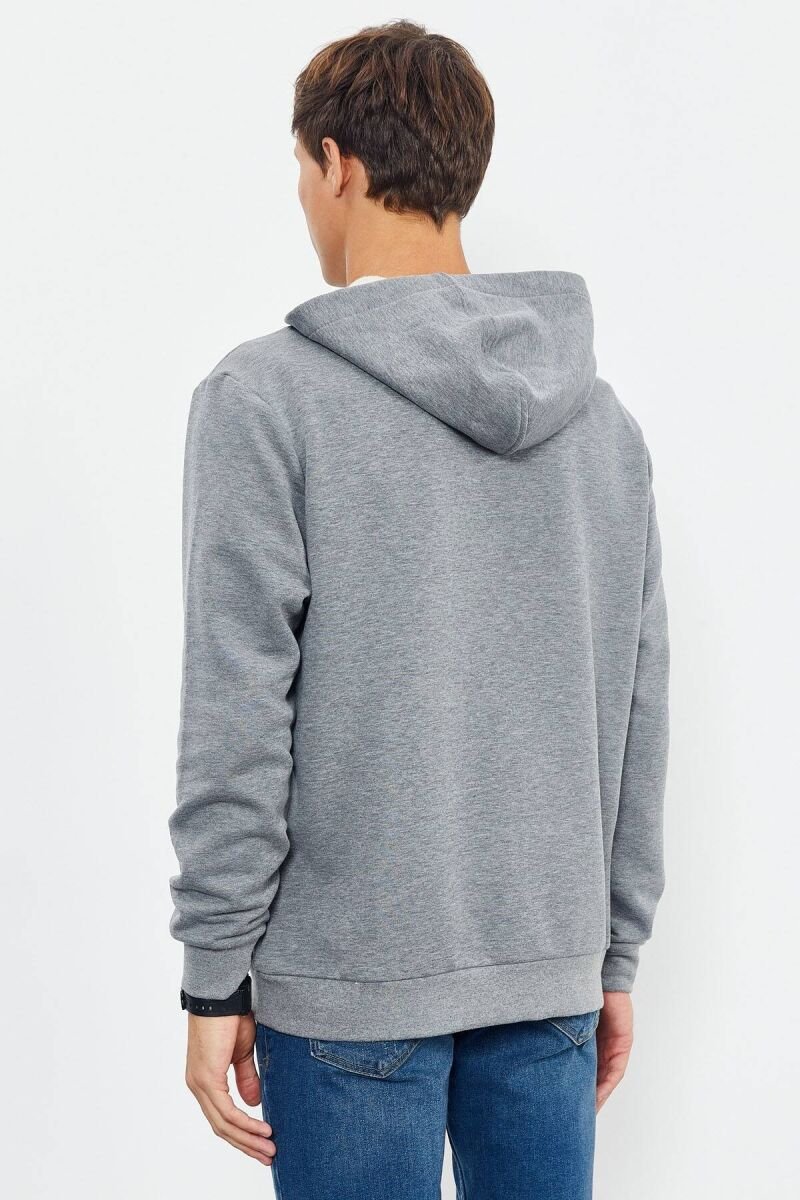 COTTON WRITINGS ONE COLOR HOODIE GREY/GRI - 9